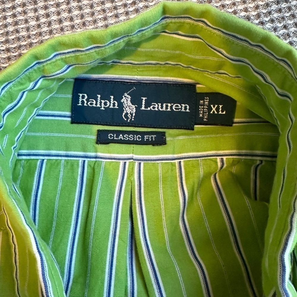 Ralph Lauren Men Button-down Shirt Size XL Classic Fit Striped Pony Logo - Picture 4 of 4